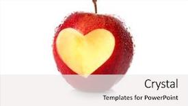  Presentation with cut - Colorful slide set enhanced with fresh red apple with heart backdrop and a white colored foreground
