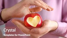  Presentation with hands holding be brave word - Slide set featuring fresh red apple with heart background and a  colored foreground