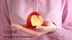  Presentation with free helping hand - Colorful presentation design enhanced with fresh red apple with heart backdrop and a  colored foreground