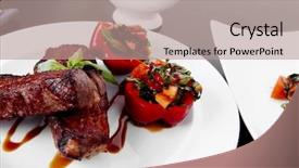  Presentation with fresh meat - Beautiful slides featuring fresh red beef meat steak backdrop and a coral colored foreground