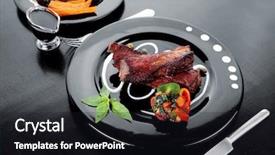  Presentation with fresh meat - PPT theme consisting of fresh-red-beef-meat-steak background and a wine colored foreground