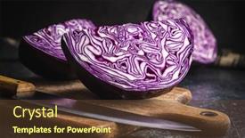  Presentation with cutting board - Cool new presentation theme with fresh-red-cabbage-on-cutting backdrop and a tawny brown colored foreground