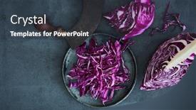  Presentation with cabbage - Presentation design with fresh-red-cabbage-sliced background and a tawny brown colored foreground