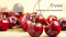  Presentation with wooden - Cool new theme with fresh red cherries backdrop and a cream colored foreground