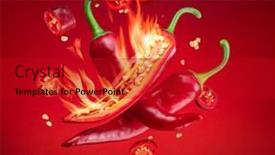  Presentation with fire red - Beautiful presentation theme featuring fresh-red-chilli-pepper backdrop and a crimson colored foreground