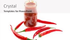  Presentation with peppers - Colorful slide deck enhanced with fresh-red-hot-chili-peppers backdrop and a sky blue colored foreground