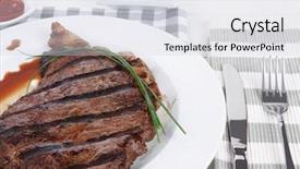  Presentation with sauces - Amazing theme having juicy grilled beef meat steak backdrop and a light gray colored foreground