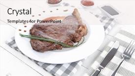  Presentation with sauces - Beautiful theme featuring fresh rich juicy grilled beef meat steak fillet on white plate over wooden table decorated with sauces and cutlery new york style backdrop and a lemonade colored foreground