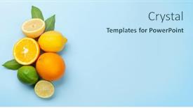  Presentation with orange lime - PPT theme enhanced with fresh-ripe-citrus-fruits background and a sky blue colored foreground