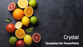  Presentation with citrus - Audience pleasing PPT theme consisting of fresh ripe citruses lemons limes backdrop and a dark gray colored foreground
