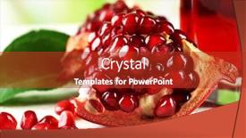  Presentation with wooden - Theme featuring fresh ripe garnet on wooden table close up background and a crimson colored foreground