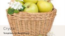  Presentation with green apples - Beautiful presentation theme featuring fresh-ripe-green-apples backdrop and a coral colored foreground