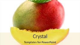  Presentation with fresh man chemistry - Amazing PPT layouts having fresh ripe mango with slice backdrop and a  colored foreground