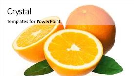  Presentation with orange green white - Amazing slide deck having fresh-ripe-orange-with-green backdrop and a white colored foreground