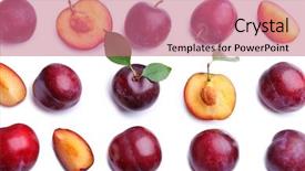  Presentation with background - PPT layouts having fresh ripe plums on white background and a coral colored foreground