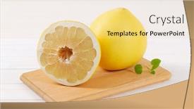  Presentation with cutting board - Slides featuring fresh-ripe-pomelo-on-wooden background and a blonde colored foreground