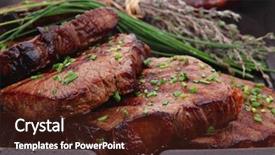  Presentation with fresh fruits and leafy greens dairy meat - Theme having fresh ripe roasted beef meat background and a tawny brown colored foreground