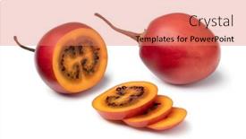  Presentation with helva fresh sliced halva - PPT theme consisting of fresh-ripe-sliced-tamarillo-close background and a coral colored foreground