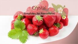  Presentation with strawberries - Audience pleasing PPT theme consisting of fresh-ripe-strawberries-offered backdrop and a coral colored foreground