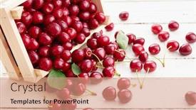  Presentation with spilling - Presentation design having fresh-ripe-sweet-cherries-spilling background and a coral colored foreground