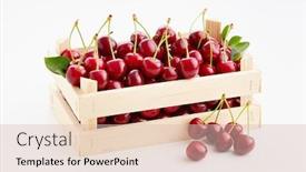  Presentation with sweet - Presentation featuring fresh-ripe-sweet-cherries background and a lemonade colored foreground