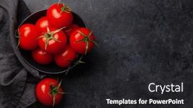 Presentation with bowl - Slide deck consisting of fresh-ripe-tomatoes-in-bowl background and a dark gray colored foreground