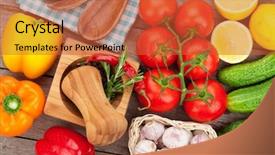  Presentation with spices - Beautiful presentation theme featuring fresh ripe vegetables and spices backdrop and a red colored foreground