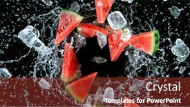  Presentation with fresh water - Presentation design featuring fresh-ripe-water-melons background and a tawny brown colored foreground