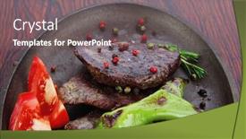  Presentation with roast beef - Presentation design having old retro style cast iron background and a gray colored foreground