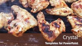  Presentation with bbq chicken - Audience pleasing PPT theme consisting of fresh-roast-chicken-wings-over backdrop and a tawny brown colored foreground