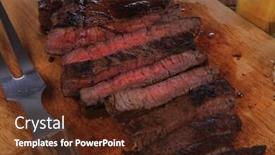  Presentation with roast-beef - Beautiful PPT theme featuring fresh-roast-red-beef-meat backdrop and a tawny brown colored foreground