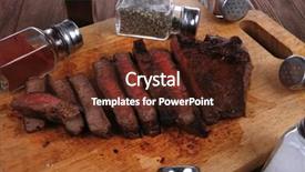  Presentation with table salt - Presentation featuring fresh roast red beef meat fillet mignon cutted on wooden plate with many different kinds of dry spices red hot paprika crushed black pepper salt dry mustard grains over table background and a tawny brown colored foreground