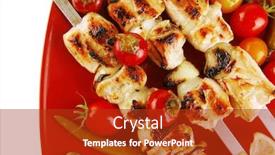  Presentation with kebab - Amazing PPT layouts having fresh-roast-shish-kebab backdrop and a crimson colored foreground