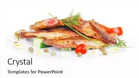  Presentation with 7 bone roast - PPT layouts with fresh roasted beef meat bone background and a  colored foreground