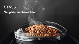  Presentation with coffee container - Beautiful slide deck featuring fresh-roasted-coffee-beans backdrop and a dark gray colored foreground