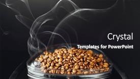  Presentation with coffee container - Amazing slide set having fresh-roasted-coffee-beans backdrop and a  colored foreground