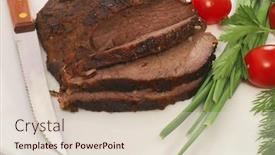  Presentation with fresh meat - Presentation with fresh-roasted-meat-and-tomatoes background and a lemonade colored foreground