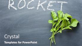  Presentation with rocket - PPT theme featuring fresh rocket leaves on chalkboard background and a gray colored foreground