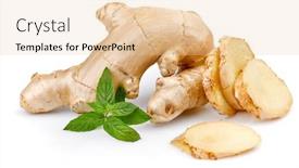  Presentation with root - Beautiful slide deck featuring fresh-root-ginger-with-leaf backdrop and a lemonade colored foreground