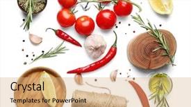  Presentation with fresh fruits vegetables - Slides consisting of fresh rosemary and vegetables background and a coral colored foreground