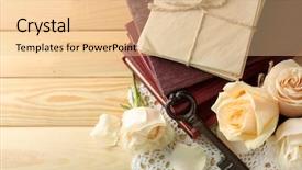  Presentation with old book - Audience pleasing theme consisting of fresh roses with old book backdrop and a lemonade colored foreground