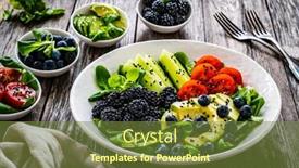  Presentation with fresh avocado - PPT theme featuring fresh-salad-avocado-blackberries-cucumber background and a  colored foreground