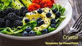  Presentation with fresh avocado - PPT theme enhanced with fresh-salad-avocado-blackberries-cucumber background and a tawny brown colored foreground