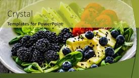  Presentation with fresh avocado - PPT theme enhanced with fresh-salad-avocado-blackberries-cucumber background and a yellow colored foreground