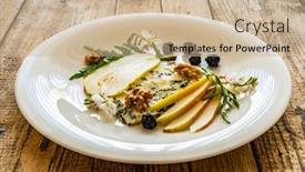  Presentation with blue cheese - PPT theme enhanced with fresh-salad-blue-cheese-blackberries background and a coral colored foreground