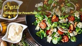  Presentation with blue cheese - Slide set consisting of fresh-salad-blue-cheese-cherry background and a tawny brown colored foreground