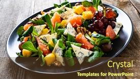  Presentation with blue cheese - Slide deck featuring fresh-salad-blue-cheese-fruit background and a tawny brown colored foreground