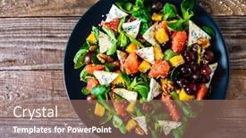  Presentation with blue cheese - Slide deck with fresh-salad-blue-cheese-fruit background and a coral colored foreground