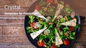  Presentation with blue cheese - Theme consisting of fresh-salad-blue-cheese background and a violet colored foreground