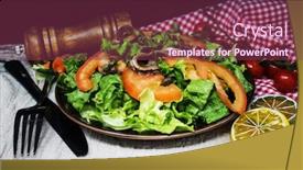  Presentation with eggplant - Theme having fresh-salad-delicious-fresh-salad background and a violet colored foreground
